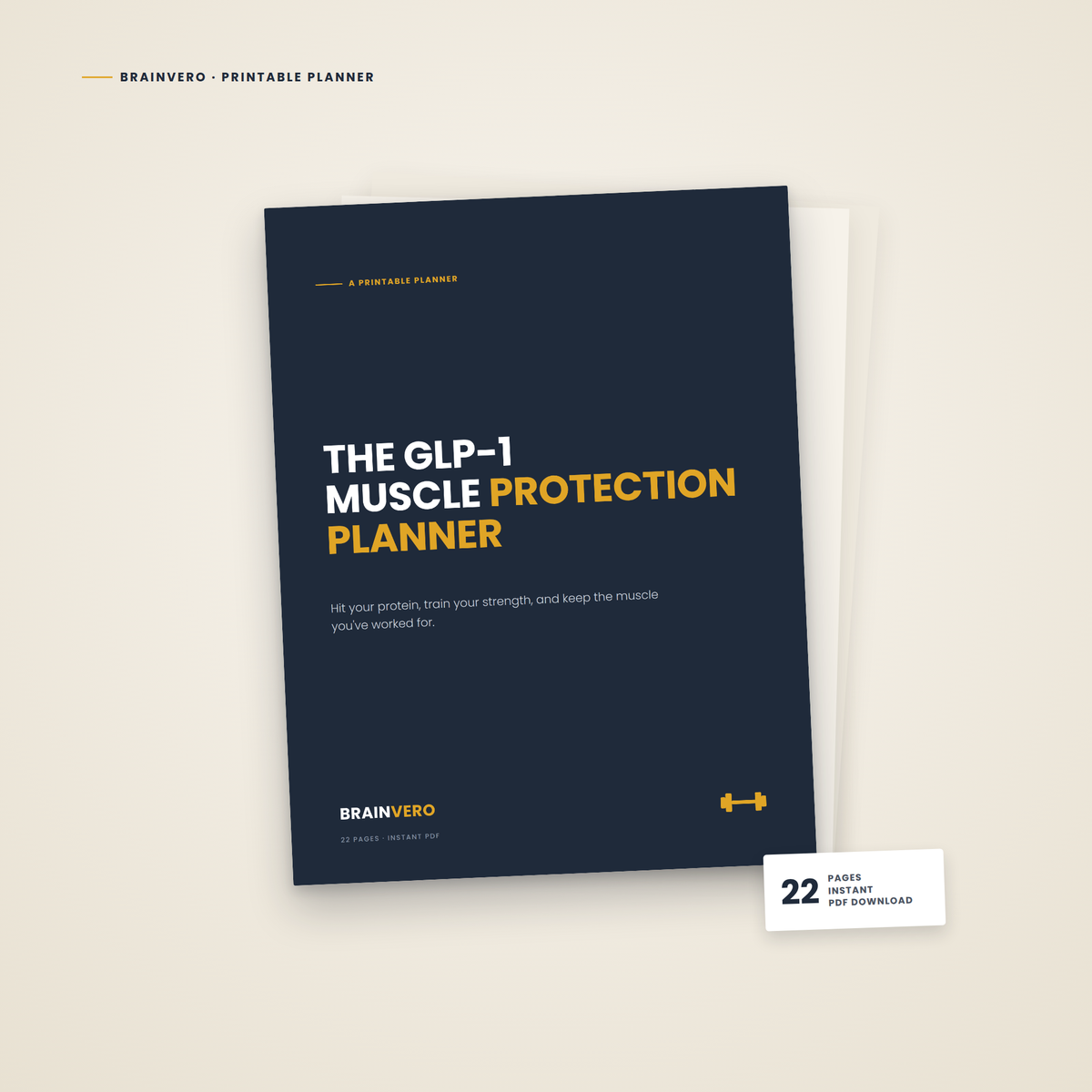 GLP-1 Muscle Protection Planner — protein and strength progress tracker cover by Brainvero
